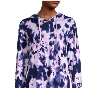 BETSEY JOHNSON NWT Hooded Tie Dye Short Lounger Top Size Small in Pink and Blue